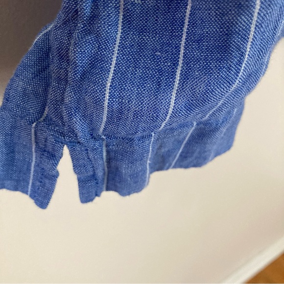 Chico's 100% Linen Blue and White Striped Shirt - Picture 6 of 9